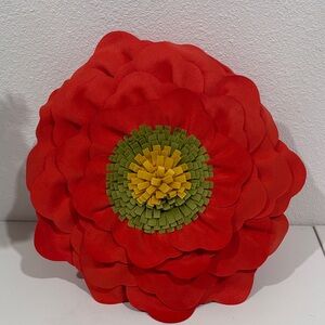 3 D orange Floral suede Decorative Pillow